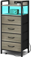 Lazzanto Grey NightStand with Charging Station by Lazzanto