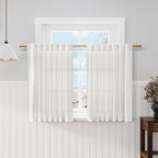 Off White Cafe Curtains 45 Inch Length Set 2 Panel Back Tab Pocket Semi Sheer by Nanspring