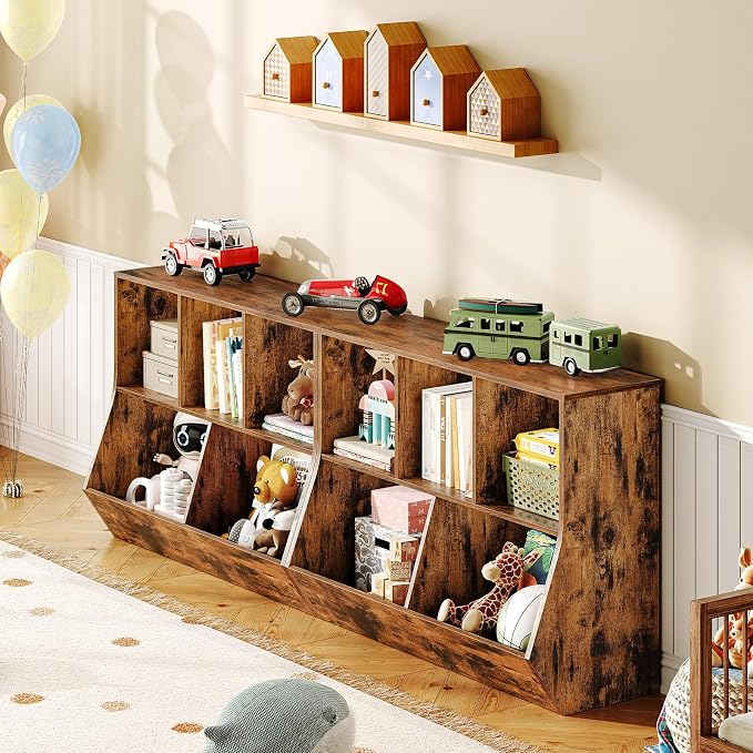 HOOBRO Kids Bookshelf, Bookcase Footboard, Toy Storage Cubby, 35.4" L - Image 5