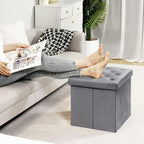 B FSOBEIIALEO Storage Ottoman Cube, Velvet Tufted Folding Ottomans - Image 5