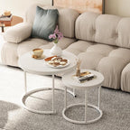 Garden 4 you Nesting Coffee Table, 23.6" Round Coffee Table Set of 2, Wooden by Garden4you