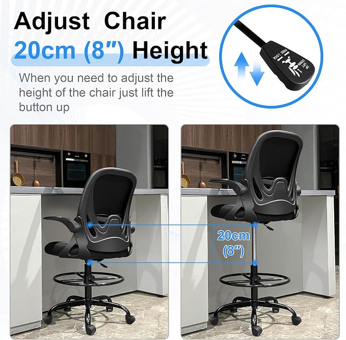 Primy Drafting Chair Tall Office Chair - Image 8