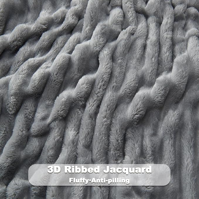 NEWCOSPLAY Fleece Ribbed Cozy Throw Blanket - Image 5