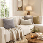 MIULEE Corduroy Decorative Throw Pillow Covers 18x18 Cream White Pack of 2 | - Image 3