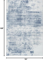 6x9 Area Rugs for Living Room: Washable Abstract Blue White Badroom Carpet | - Image 2
