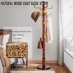 73" Wooden Coat Rack Stand, Coat Racks Freestanding - Image 3