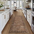 2x8 Brick Red Vintage Floral Washable Runner Rug - Image 3