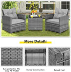 COSTWAY 3-Piece Patio Furniture Set, Outdoor Wicker Rattan Sofa - Image 7