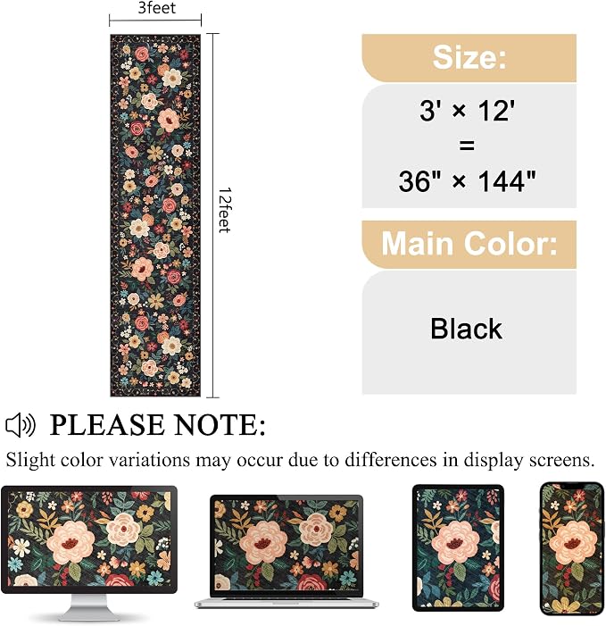 DUKINO 3x12 Washable Runner Rug, Long Hallway Runner Rug Non Slip, Low Pile - Image 2