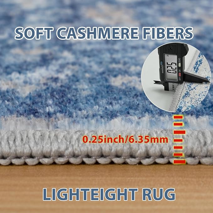 8x10 Area Rugs for Living Room Washable Bedroom Dining Room Blue Grey White | - Image 5