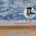 10x14 Area Rugs for Living Room Washable Dining Room Blue Grey White | Modern - Image 5