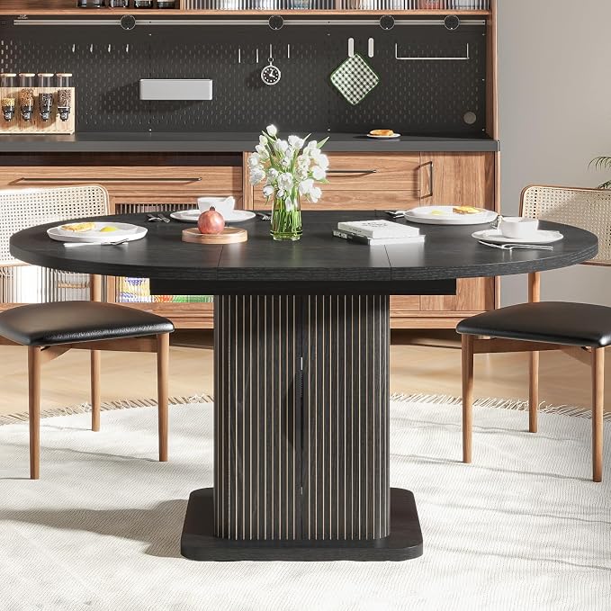 Extendable Black Round Dining Table - Image 3