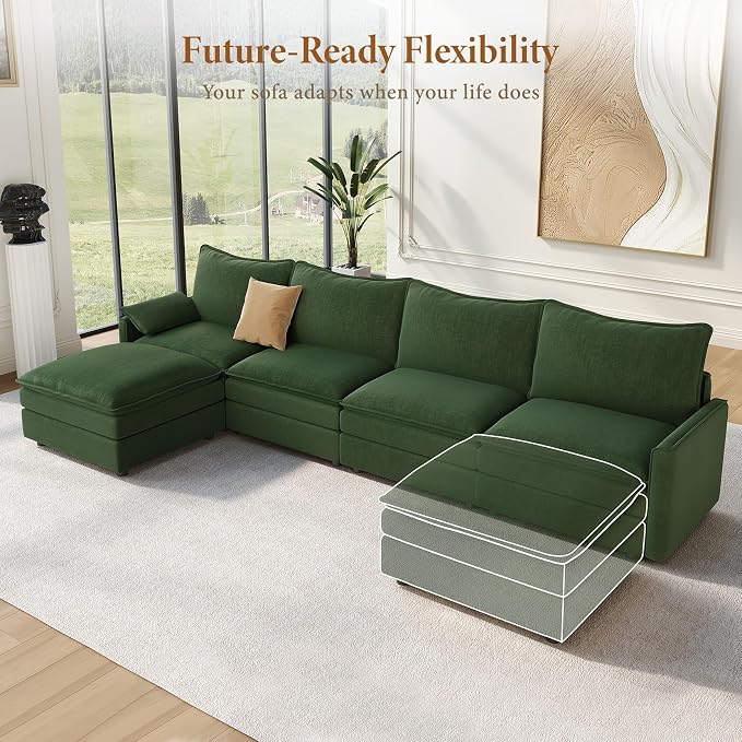 Vesgantti 142" Cloud Couch Sectional Modular Sofa, Comfy Sectional Couch - Image 8