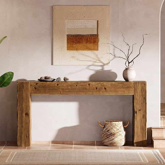 Solid Wood Console Table, 63-Inch Farmhouse Sofa Table Behind Couch - Image 4