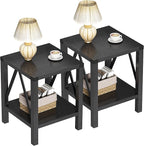 Treocho Farmhouse End Table Set of 2, Rustic Vintage Nightstand Side Table by Treocho