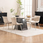 YOUNUOKE Mid-Century Modern Dining Chairs Set of 2, Cream PU Leather - Image 4