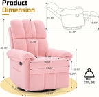 Korser Recliner Chair, Swivel Rocker Recliner Chair - Image 2