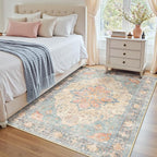 RELEANY Washable Area Rug, Water Repellent, Pet Friendly, Vintage Floral Boho - Image 3