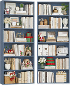 FOTOSOK 6-Tier Open Bookcase and Bookshelf Set of 2, Freestanding Display - Image 8