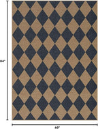 Lahome Checkered Easy Jute 5x7 Outdoor Patio Rug, Living Room Rugs Washable | - Image 2