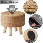 Cpintltr Foot Stool Natural Seagrass Hand Weave Poufs Round Ottoman - Image 5