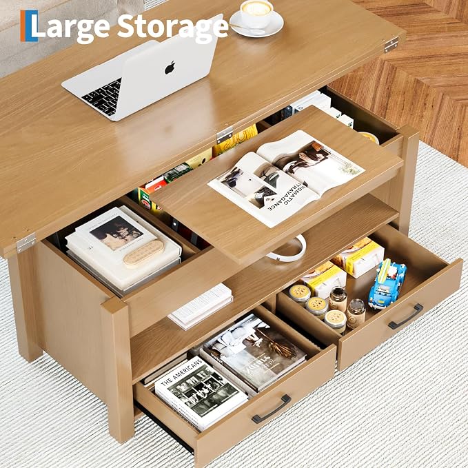 Garvee 40" Coffee Table Lift Top, Converts to Dining Table - Image 5
