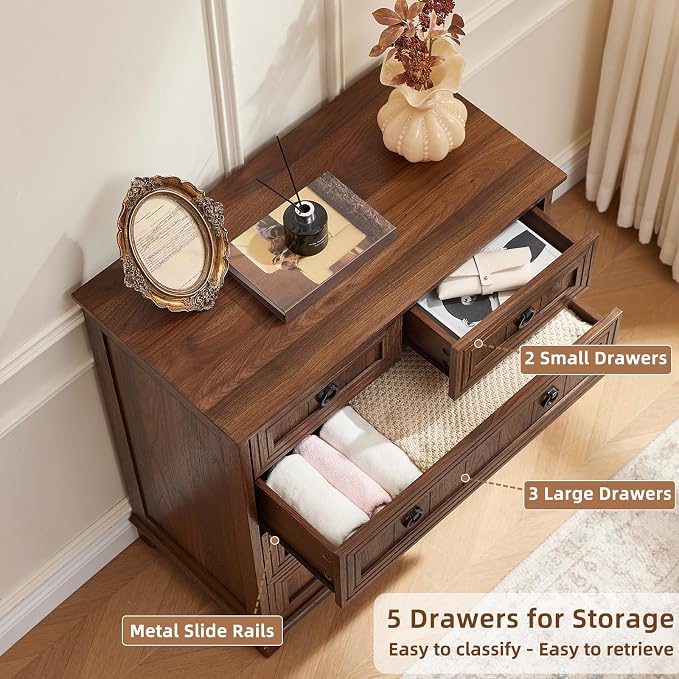 Joaxswe Farmhouse 5 Drawer Dresser - Image 9