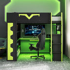 Full Size Gaming Loft Bed with Integrated Desk & RGB LED Lights, Pro-Gamer Bunk - Image 3