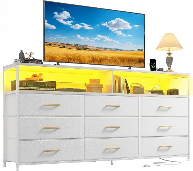Romorgniz 55" W White Dresser for Bedroom by Romorgniz
