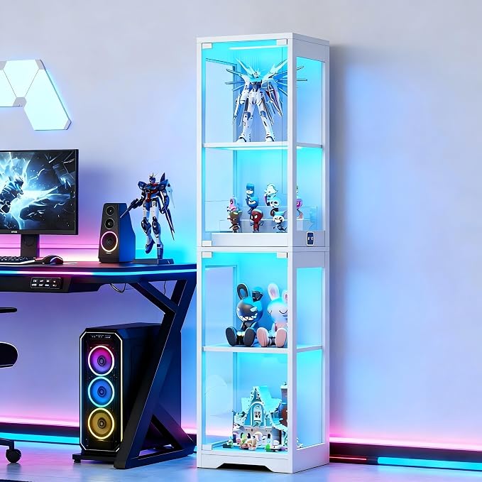 Display Cabinet with Glass Doors, Display Case with Lights and Human Body Sensor by Unknown