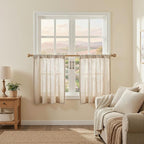 MYSKY HOME Kitchen Semi Sheer Oatmeal Curtains 24 Inch Long, Light Filtering by MYSKYHOME