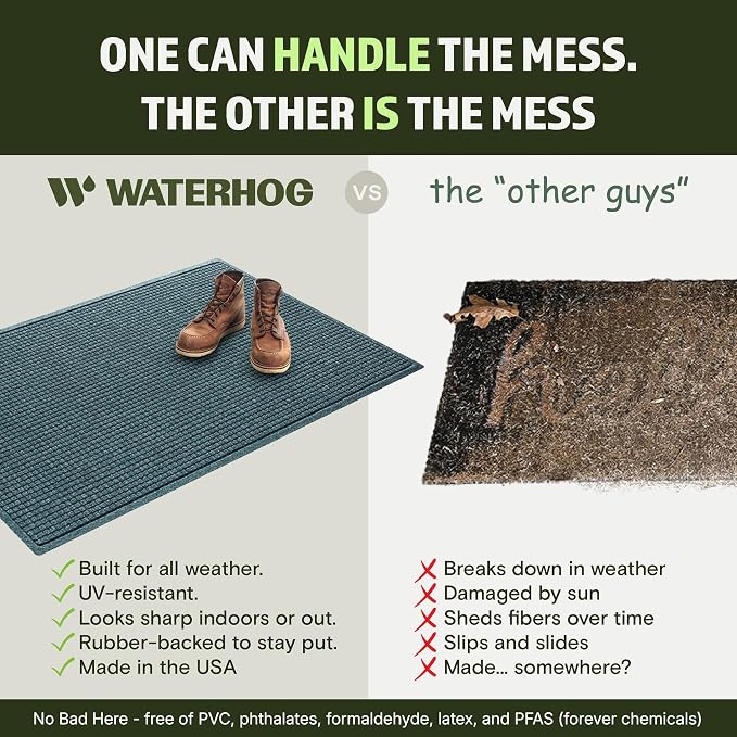 WaterHog Squares Front Door Mat Indoor Outdoor Entrance, All-Weather Mats | - Image 5