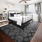 8x10 Area Rugs for Living Room, Fluffy Grey and Black Bedroom Geometric Rug | - Image 7