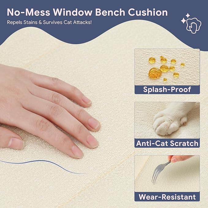 Custom Bay Window Cushion, Splash-Proof Window Seat Cushions Indoor, Customized - Image 5