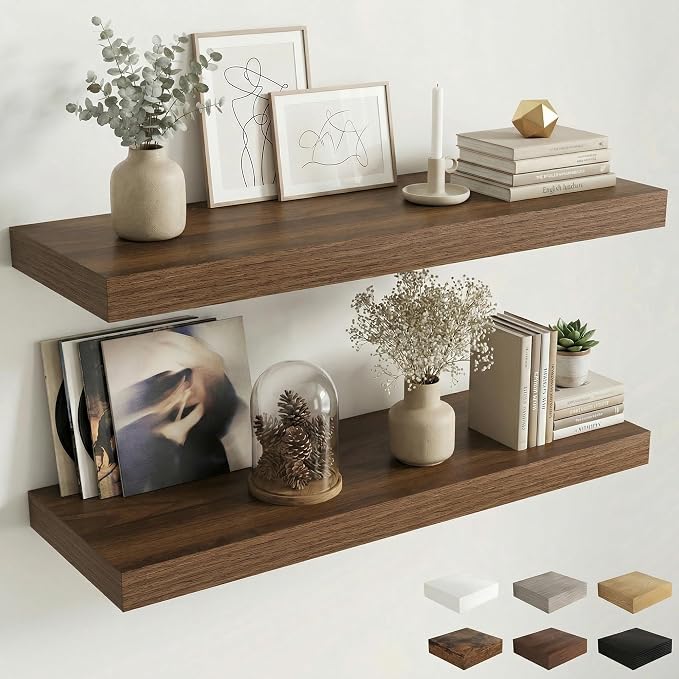 Dreamland Floating Shelves for Wall, 2 Pack Rustic Wooden Wall Shelves by Dreamland
