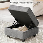 Belffin Fabric Modular Sectional Sofa Storage Ottoman Module Couch Side - Image 4