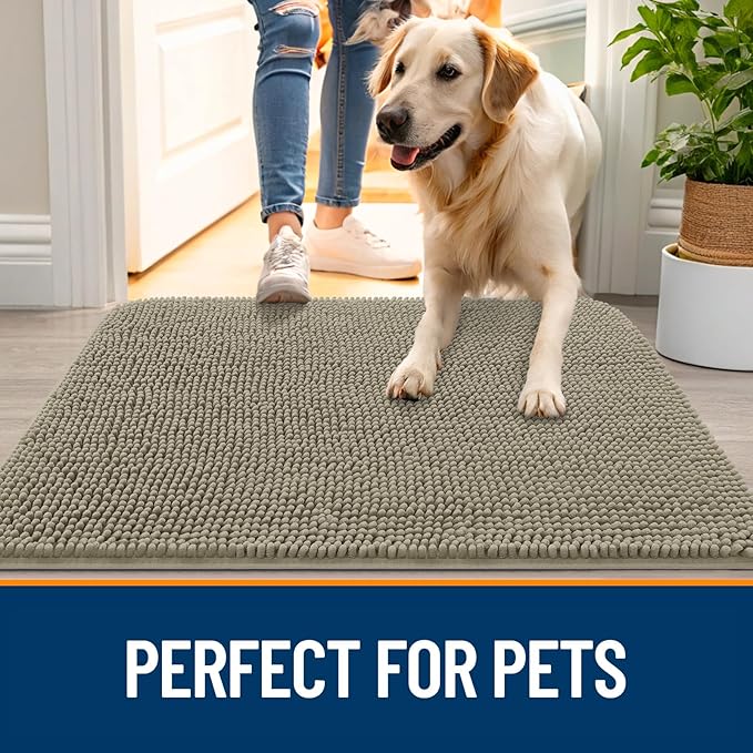 OLANLY Dog Door Mat for Muddy Paws 59x20, Super Absorbent Chenille Mud Mat | - Image 6