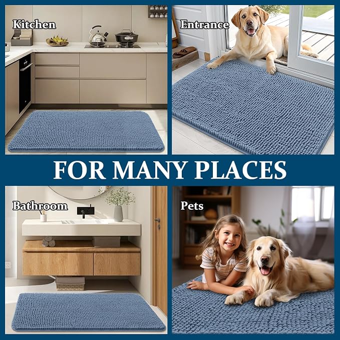 OLANLY Dog Door Mat for Muddy Paws 30x20, Super Absorbent Chenille Mud Mat | - Image 8