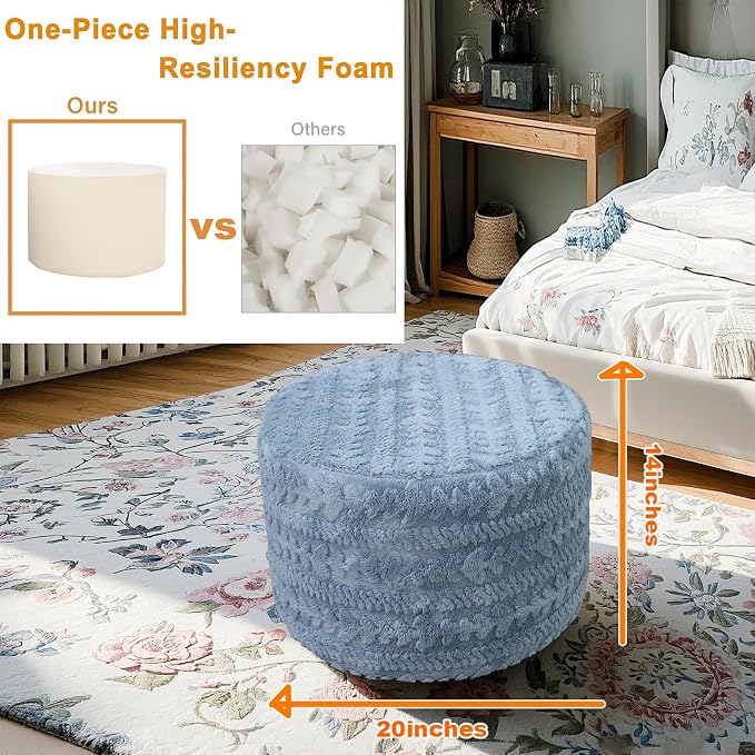 Asuprui Round Footstool Ottoman, 20x14 Inches Multi-Functional Modern Foot Stool - Image 2