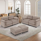 HAOMARKETS Corduroy 4-Piece Sofa Set, Upholstered Ottoman Set of 2 and 2 - Image 6