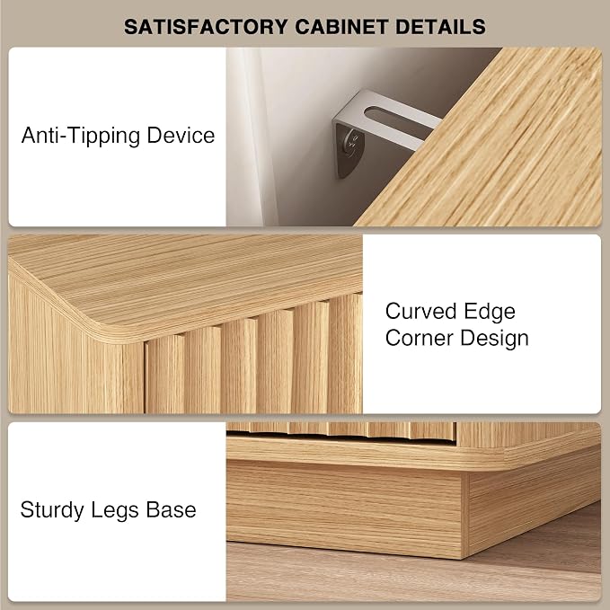 63'' Fluted TV Stand for TVs up to 75'', Modern Media Console - Image 4