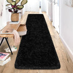 2x10 Bedside Area Rugs for Bedroom Soft Fluffy Shag Black Rug for Hallway - Image 3