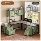 SEDETA Farmhouse L Shaped Office Desk - Image 2