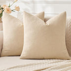 MIULEE Beige Chenille Couch Throw Pillow Covers, 18x18 | Set of 2, Soft Neutral by MIULEE