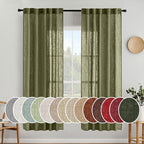 MIULEE Light Olive Green Linen Curtains 52x72 Inch Long 2 Panel by MIULEE