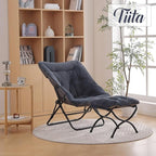 Tiita Folded Chair with Ottoman, Soft Faux Fur Oversized Folding Accent Chair - Image 9