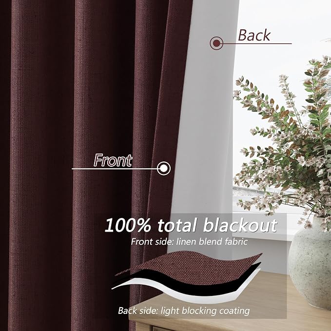 100% Blackout Curtains 84 Inch Length 2 Panels Set - Image 5
