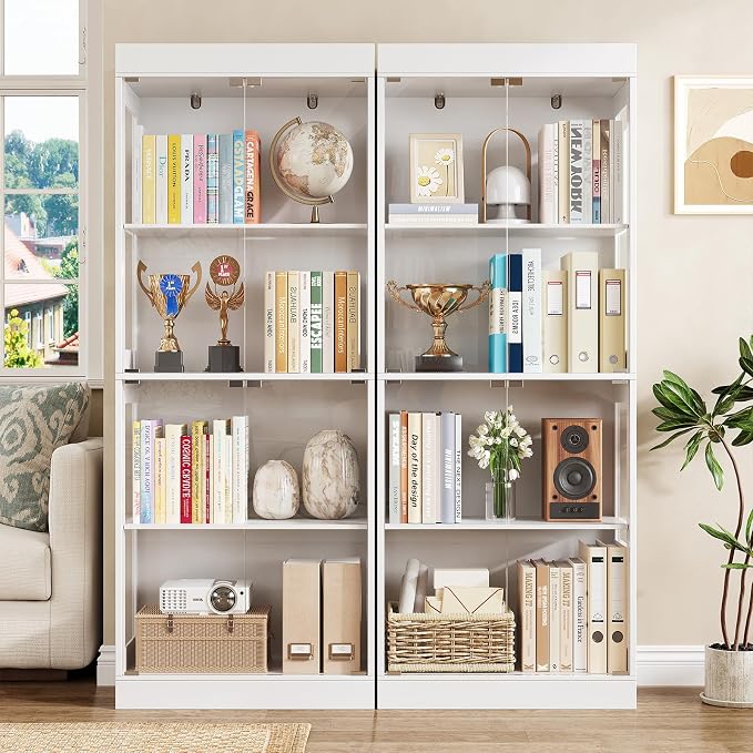 70.1" Display Cabinet with Glass Doors, 4-Tier Curio Cabinet - Image 7
