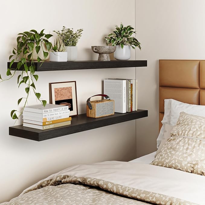 Fixwal Floating Shelves for Wall, 35.4" Long Heavy Duty Wall Mounted Rustic - Image 6
