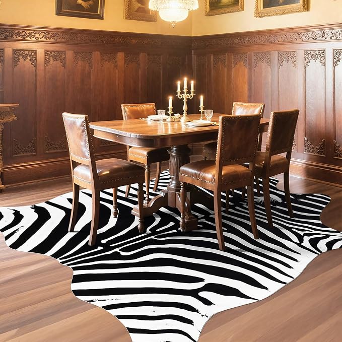 Faux Zebra Rug, Large Zebra Print Rug Animal Hide Rugs, 6.2 x 5.2 Ft | Print - Image 6